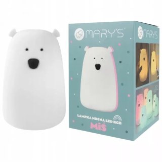 MARY'S LAMPKA NOCNA LED MIŚ DUŻY BIAŁY + PILOT