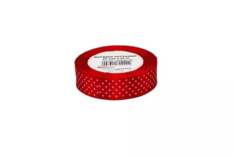 Wstążka satynowa w kropki czerwona 25mmx22m Wstążka satynowa w kropki czerwona 25mmx22m