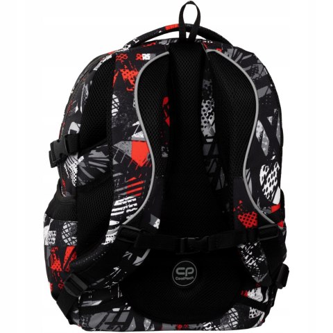 Plecak szkolny wielokomorowy CoolPack biały, czarny, Odcienie czerwieni, Odcienie szarości i srebra,