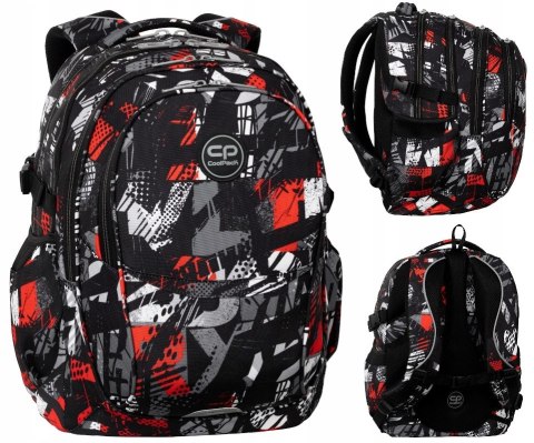 Plecak szkolny wielokomorowy CoolPack biały, czarny, Odcienie czerwieni, Odcienie szarości i srebra,