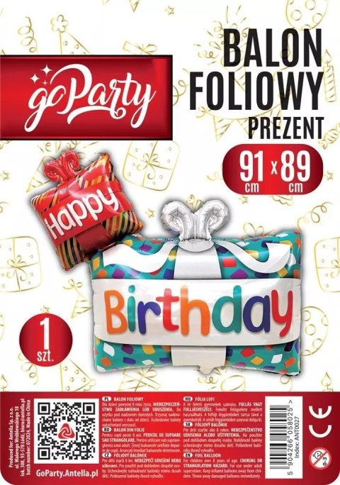 Balon foliowy Prezent 91x89cm Balon foliowy Prezent 91x89cm
