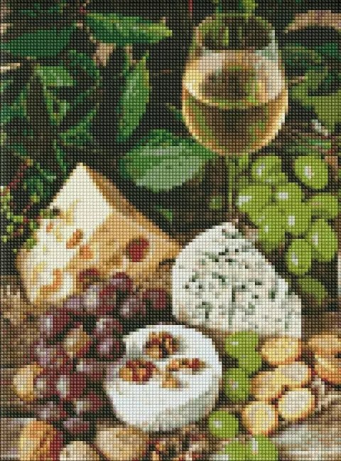 Diamentowa mozaika - Białe wino z serem 30x40cm Diamentowa mozaika - Białe wino z serem 30x40cm