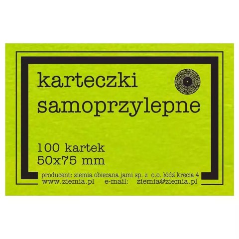 Karteczki samoprzylepne Fluo 50x75mm 100K zielone Karteczki samoprzylepne Fluo 50x75mm 100K zielone