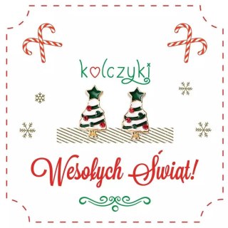 Kolczyki świąteczne na prezent Choinki