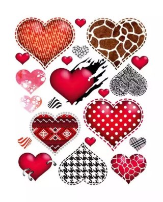 Naplamki DTF 20x30 Hearts - wzorzyste serduszka