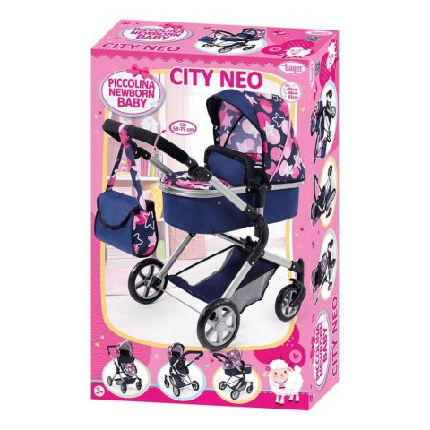 Wózek dla lalek City Neo, granatowy w gwiazdki