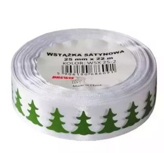 Wstążka satynowa z motywem świątecznym 25mmx22m