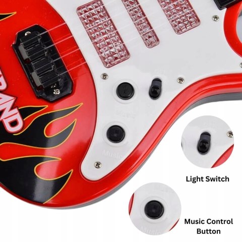 GITARA ELEKTRYCZNA ROCKOWA DLA DZIECI 4 STRUNY 53 cm ROCKBAND