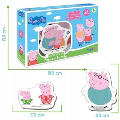 Świnka Peppa. Magnesy Rodzina Peppy (21 sztuk)