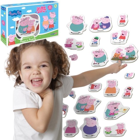 Świnka Peppa. Magnesy Rodzina Peppy (21 sztuk)