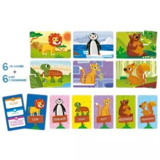 Zabawa i edukacja. Karty edukacyjne + puzzle - zwierzęta