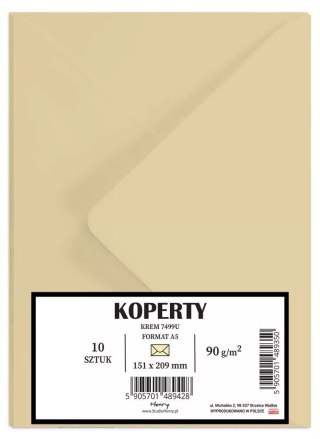 Koperty A5, kremowe (10 sztuk)