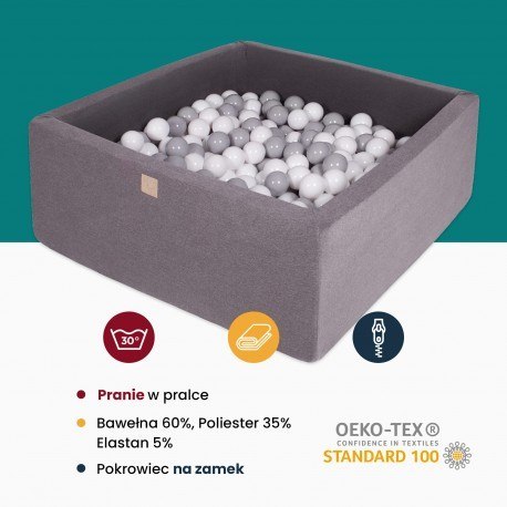 Meowbaby® kwadratowy suchy basen z piłeczkami 7cm Meowbaby® kwadratowy suchy basen z piłeczkami 7cm