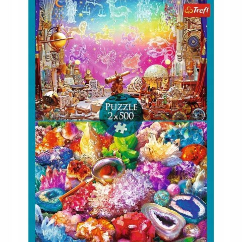 Puzzle 2 x 500 elementów. Kosmos i kryształy Puzzle 2 x 500 elementów. Kosmos i kryształy