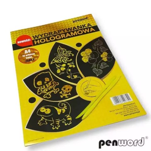 Wydrapywanka hologramowa A4 (10 arkuszy) złota + 2 rylce Wydrapywanka hologramowa A4 (10 arkuszy) złota + 2 rylce