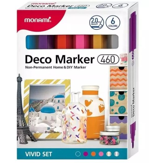 Markery akrylowe Deco Marker 6kol vivid MONAMI Markery akrylowe Deco Marker 6kol vivid MONAMI