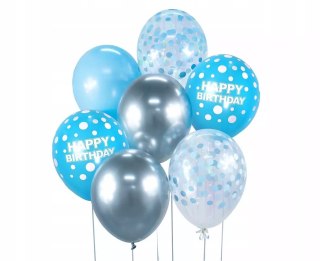Balony lateksowe Godan Beauty&Charm srebrno-niebieskie 7 sztuk