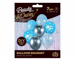 Balony lateksowe Godan Beauty&Charm srebrno-niebieskie 7 sztuk