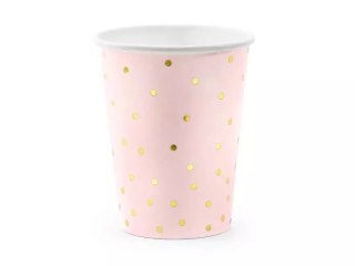 Kubeczki Kropki jasnoróżowe 260 ml 6szt