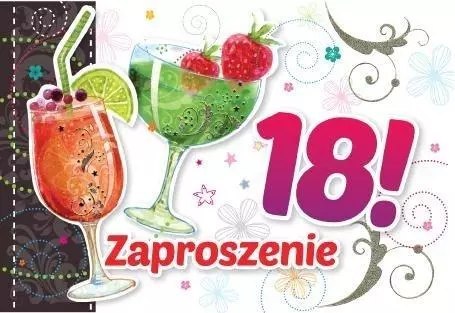 Zaproszenie ZZ-038 Urodziny 18 drinki (5 szt.) Zaproszenie ZZ-038 Urodziny 18 drinki (5 szt.)