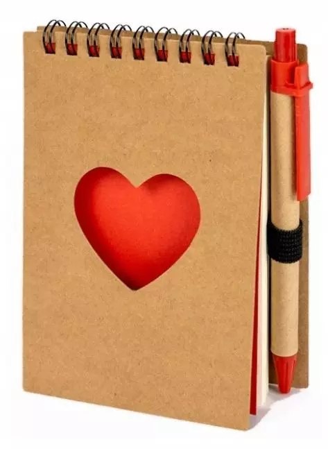 Blok spirala Eco Heart z długopisem Blok spirala Eco Heart z długopisem