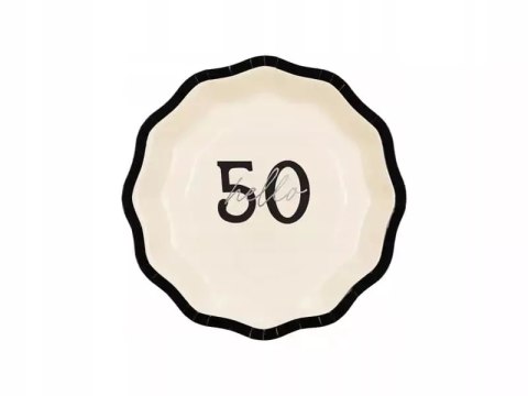 Talerzyki papierowe kremowe z kokardką Hello 50, 6 szt. Talerzyki papierowe kremowe z kokardką Hello 50, 6 szt.