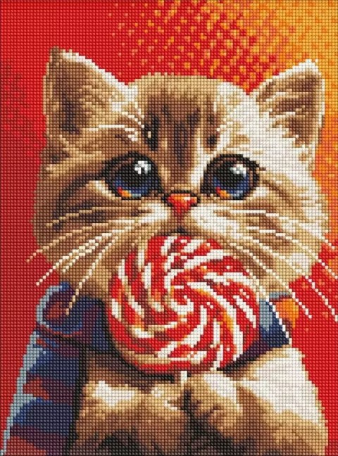 Diamentowa mozaika - Kot z cukierkami 30x40cm Diamentowa mozaika - Kot z cukierkami 30x40cm