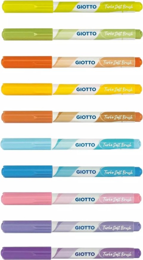 GIOTTO PISAKI PĘDZELKOWE TURBO SOFT BRUSH 10 KOL PASTELOWE 426900
