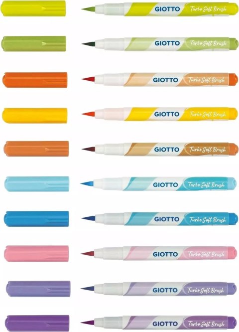 GIOTTO PISAKI PĘDZELKOWE TURBO SOFT BRUSH 10 KOL PASTELOWE 426900