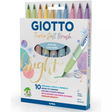GIOTTO PISAKI PĘDZELKOWE TURBO SOFT BRUSH 10 KOL PASTELOWE 426900