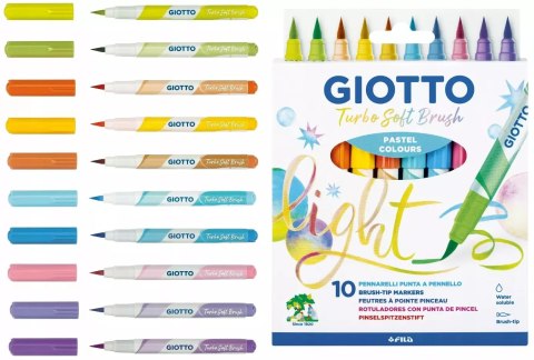 GIOTTO PISAKI PĘDZELKOWE TURBO SOFT BRUSH 10 KOL PASTELOWE 426900