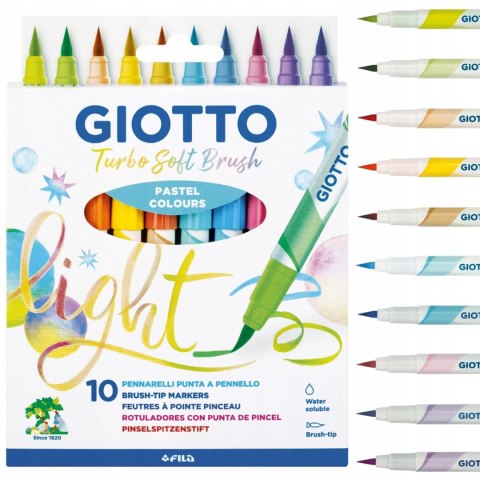 GIOTTO PISAKI PĘDZELKOWE TURBO SOFT BRUSH 10 KOL PASTELOWE 426900