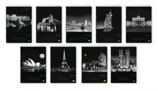 Zeszyt A5 80k kratka miekka okładka CITIES BY NIGHT mix cena za 1 szt
