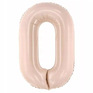 Balon foliowy "Cyfra 0", beżowy, PartyDeco, 34'', DGT