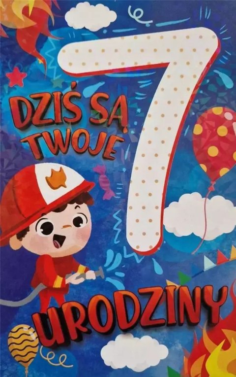 Karnet Urodziny 7 chłopiec Karnet Urodziny 7 chłopiec