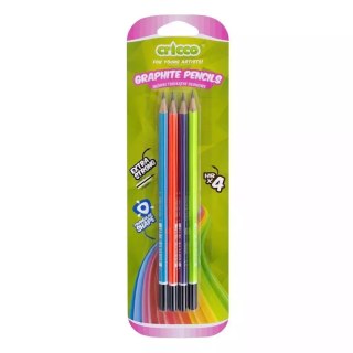 Ołówek trójkątny neon HB 4szt. CRICCO