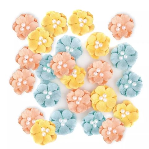 Kwiaty papierowe pastel 4cm 24szt Kwiaty papierowe pastel 4cm 24szt