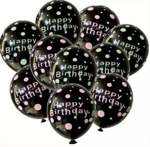 Zestaw balonów Happy Birthday czarne 11el Zestaw balonów Happy Birthday czarne 11el