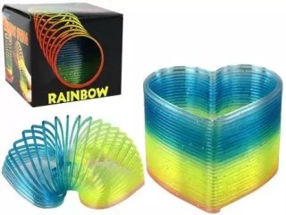 Sprężyna tęczowa serce brokatowe 6cm