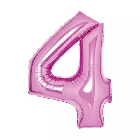 Balon foliowy cyfra 4 różowa 51x66cm Balon foliowy cyfra 4 różowa 51x66cm