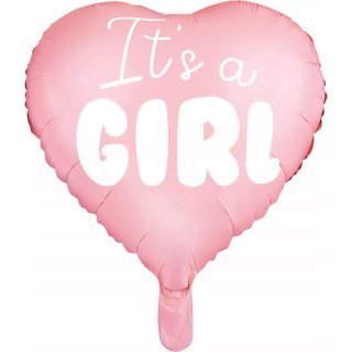 Balon foliowy Serce - It's a girl 45cm jasny róż