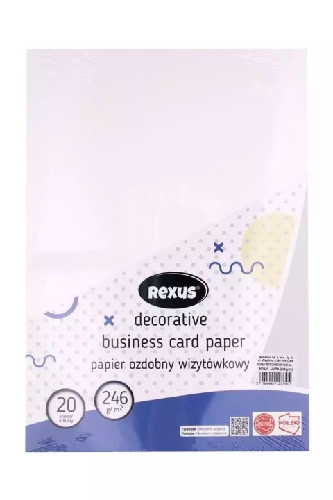 Papier wizytówkowy A4/20K biały Juta Papier wizytówkowy A4/20K biały Juta