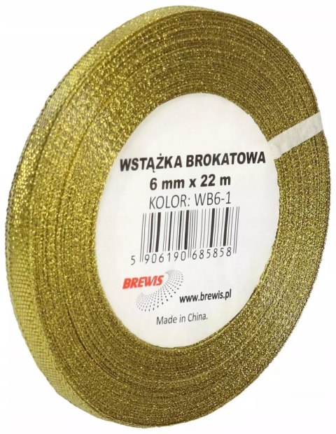 Wstążka brokatowa złota 6mmx22m Wstążka brokatowa złota 6mmx22m