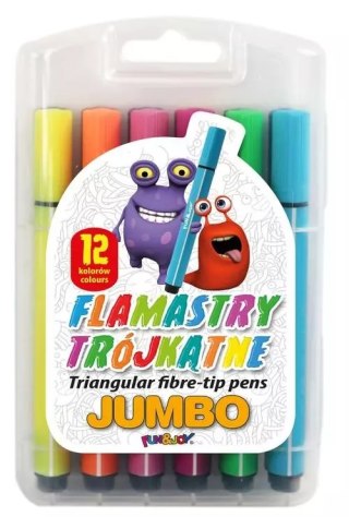 Flamastry trójkatne jumbo 12 kolorów w etui