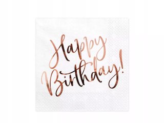 Serwetki Happy Birthday białe 33x33cm 20szt