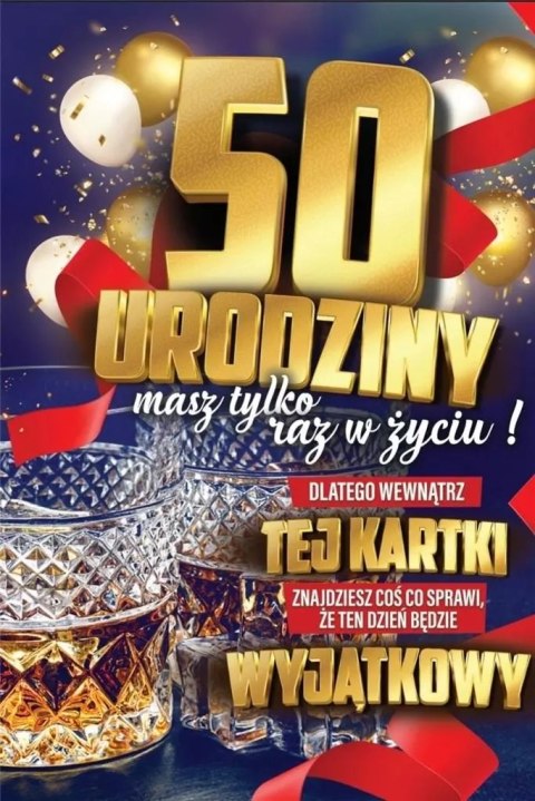 Karnet Urodzinowy 50 + naklejka Karnet Urodzinowy 50 + naklejka