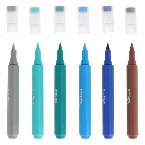 Markery akrylowe z końcówką Brush w trójkątnej obudowie w 6 kolorach zestaw Markery akrylowe z końcówką Brush w trójkątnej obudowie w 6 kolorach zestaw