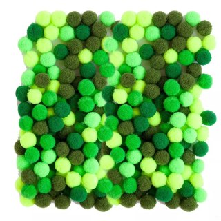 Pompony poliestrowe zielone 1cm mix 120 szt.