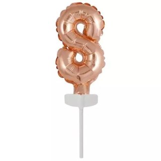 Balon foliowy mini cyfra 8 różowe złoto 6,5x12cm