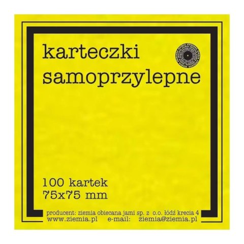 Karteczki samoprzylepne Fluo 75x75mm 100K żółte Karteczki samoprzylepne Fluo 75x75mm 100K żółte